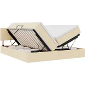 vidaXL Opbergbed met matras met opslag Crème 200 x 200 cm Kunstleer