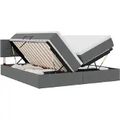 vidaXL LED opbergbed met matras Donkergrijs 180 x 200 cm Stof