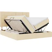 vidaXL Opbergbed met hoofdeinde met opslag Crème 200 x 200 cm Stof