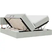 vidaXL LED-bed met opbergruimte en matras, lichtgrijs, 200 x 200 cm, fluweel