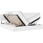 vidaXL Opbergbed met hoofdeinde Zuiver Wit 200 x 200 cm Kunstleer