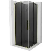 Mexen Velar Duo schuifdouchecabine 90 x 90 , grafiet, goud - 871-090-090-42-50