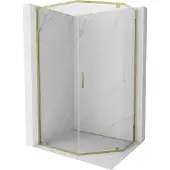 Mexen Exo vijfhoekige draaideur douchecabine 100 x 80 , transparant, goud - 812-100-080-50-00