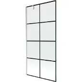 Mexen Next douchescherm 1-deurs 90 x 150 , zwart raster, chroom - 895-090-000-00-77-01