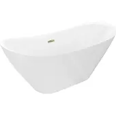 Mexen Lotos vrijstaand bad 160 x 75 , wit, overloop goud - 52051607700-50
