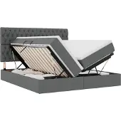 vidaXL LED opbergbed met matras Donkergrijs 180 x 200 cm Stof