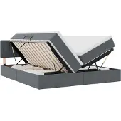 vidaXL LED-bed met opbergruimte en matras, donkergrijs, 200 x 200 cm, fluweel