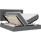 vidaXL LED-bed met opbergruimte en matras, donkergrijs, 180 x 200 cm, met stoffen bekleding