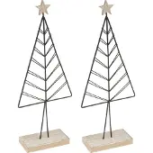 Viana Mini kerstboom metaal hout zwart naturel 28cm 2st, 2 Stück