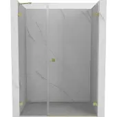 Mexen Lunar-B douchedeur openslaand rechts 130 , transparant, goud geborsteld - 832S-130-050-55-00-P