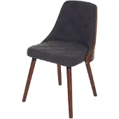 MCW Eetkamerstoel -A75, bezoekersstoel keukenstoel, walnoot-look gebogen hout MVG-gecertificeerd ~ stof/textiel grijs