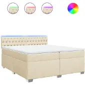 vidaXL Boxspring met matras stof crèmekleurig 200x200 cm