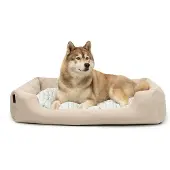 Lionto comfort hondenmand, zacht, antislip & onderhoudsvriendelijk, 110x80 cm beige