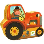 Djeco Puzzel - 16 Bakstenen - De Tractor - - OneSize - Puzzels