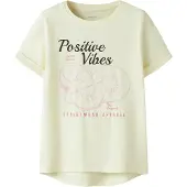 Name it KIDS T-shirt geel Meisjes Stretchkatoen Ronde hals Printopdruk - maat 116