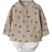 Name it Rompertje/body bruin / taupe / zwart