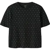 Name it KIDS T-shirt met stippen - zwart Meisjes Katoen Ronde hals Stip - maat 134/140