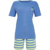 Ringella Katoen gestreepte shortama blauw | Maat 38