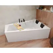 Besco INTIMA hoekbad 150 x 85 cm rechts wit met bamboe badplank