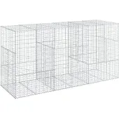 vidaXL Gabion met deksel, 300x100x150 cm, verzinkt staal