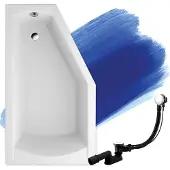Polimat BADLAND Eckbadkuip, badkuip Selena 150x90, links, zonder afwerking | Afvoer en poten GRATIS
