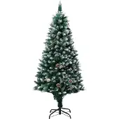vidaXL Kunstkerstboom met LED en kerstballen en dennenappels 180 cm