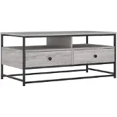 vidaXL Salontafel 100x51x45 cm bewerkt hout grijs sonoma