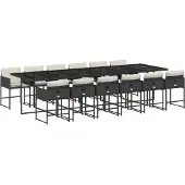 vidaXL 13-delige Tuinset met kussens poly rattan zwart