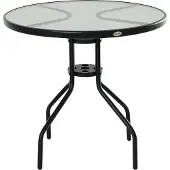 Outsunny - Balkontafel - met Parasolgat - Rond - Zwart