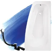 Badland Eckbadkuip Badkuip Luna, rechts, 150x80 cm, inclusief afvoer en poten, GRATIS, zonder afwerking