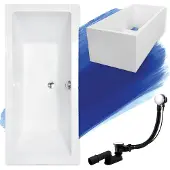 Badland QUADRO ligbad 170 x 75 cm wit met baddrager