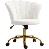 HOMCOM bureaustoel - Fluweel (100% polyester) - 69x64x90cm - Wit