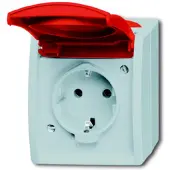 ABB 2CKA002083A0825 Geaard stopcontact Met deksel IP44 Rood, Robijn-rood