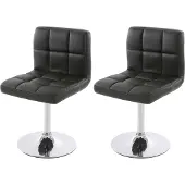 Mendler Set van 2 eetkamerstoelen Bureaustoel Stoel Kavala kunstleer chroom ~ zwart