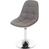 MCW Eetkamerstoel -A60, draaistoel, retro jaren 50 design ~ kunstleer taupe-grijs, chromen onderstel