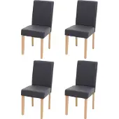 Mendler Set van 4 eetkamerstoelen, keukenstoelen Littau, MVG-gecertificeerd ~ kunstleer, matgrijs, lichte poten