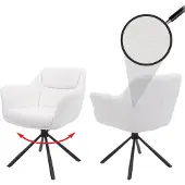 Mendler Set van 2 eetkamerstoelen -K33, keukenstoel Stoel, draaibare autostand, stof MVG ~ bouclé-wit