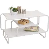 Mendler Salontafel -O49, salontafel, industrieel, 3 legplanken, metaal, 45x80x40 cm ~ wit