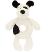 Jellycat | Bashful Black & Cream Puppy Ring Rattle