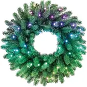 Twinkly Pre-lit Wreath – 50 RGB LEDs. Regal 24" green cord. Type C plug.