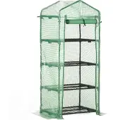 Outsunny - Foliekas - 4 planken - Weerbestendig - Groen
