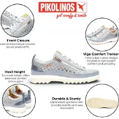 Pikolinos Dames Vigo blauwe leren sportschoenen (36), Leer, 3 tot 5 cm, Veters, Ritssluiting, Casual W3W-6841C1