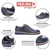 Pikolinos Heren Derby schoenen van blauw leer met vetersluiting - Bordeauxrood