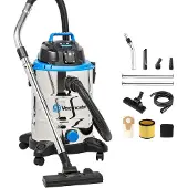 Vacmaster VQ1530SFDC 3-in-1 nat- en droogzuiger met blaasfunctie en stopcontact voor elektrisch gereedschap, 1500 W, 30 l roestvrijstalen tank