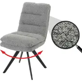 Mendler Eetkamerstoel -G66, keukenstoel, draaibaar, automatische positie-instelling, stof/textiel bouclé MVG ~ lichtgrijs