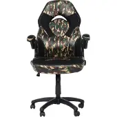 Mendler Kantoel HWC-K13, draaistoel, gamingstoel, ergonomisch, verstelbare armleuningen, kunstleer camouflage-zwart