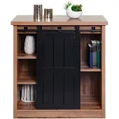 MCW Ladekast -K75, kastplank, schuifdeur 5 opbergvakken, houtlook industrieel metaal 84x80x40cm ~ bruin
