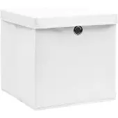 vidaXL Opbergboxen met deksel 4 st 32x32x32 cm stof wit
