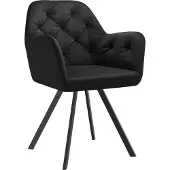 TecTake - Draaistoel in fluweellook - Eetkamerstoel met armleuningen - Ergonomische zitting en rugleuning - 180 graden draaibaar - Moderne stoel met stalen poten - Diverse kleuren - Zwart
