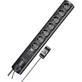Brennenstuhl Primera-Tec Comfort Switch Plus 19.500A stekkerdoos met overspanningsbeveiliging 7-voudig zwart 2m H05VV-F 3G1,5 2 permanent, 5 schakelbaar